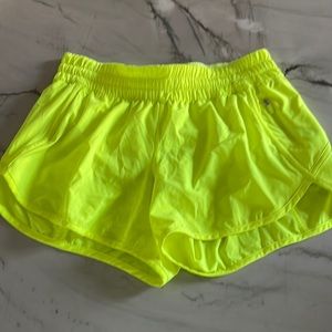 Lululemon neon yellow tracker 4inch shorts